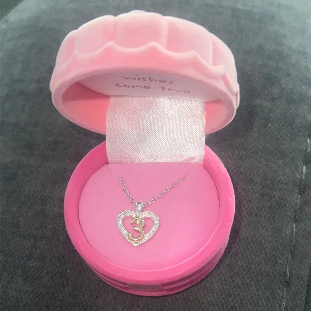 3rd Birthday Heart Pendant Necklace in gift box